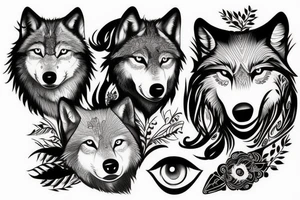 a wolf with shining eyes tattoo idea