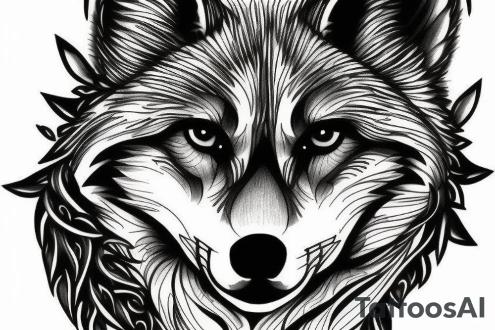 a wolf with shining eyes tattoo idea