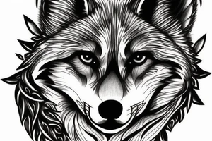 a wolf with shining eyes tattoo idea