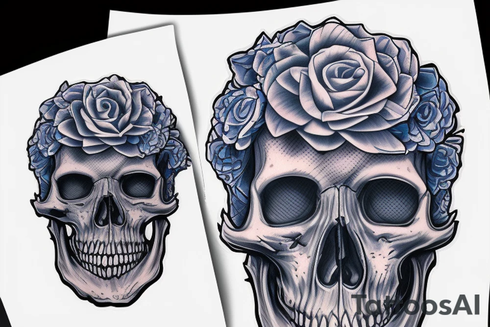 Huntingtons disease blue ribbon skull tattoo idea