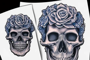 Huntingtons disease blue ribbon skull tattoo idea