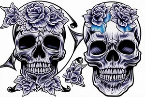 Huntingtons disease blue ribbon skull tattoo idea