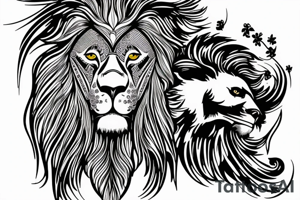 The number 1159 a lion and an eagle tattoo idea