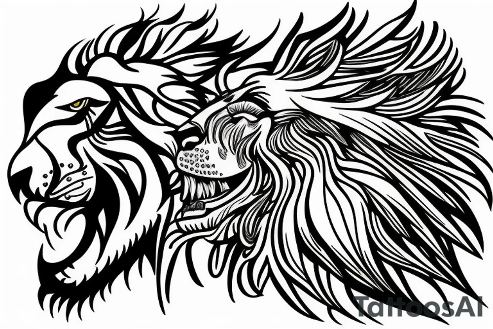 The number 1159 a lion and an eagle tattoo idea