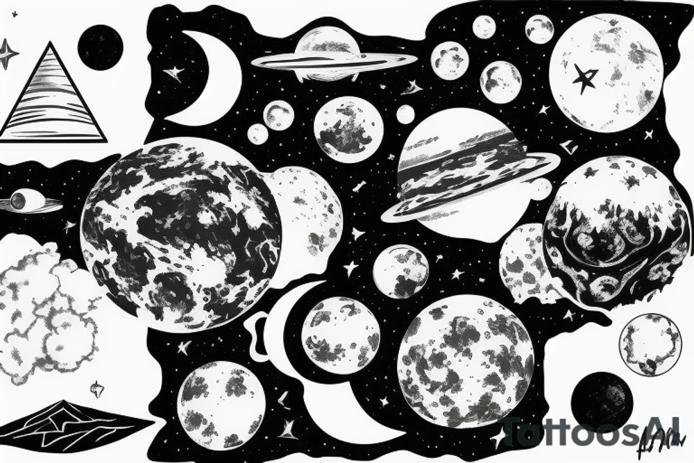 Planet Earth with the moon surface in the foreground tattoo idea