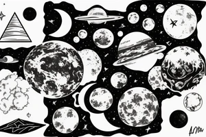 Planet Earth with the moon surface in the foreground tattoo idea
