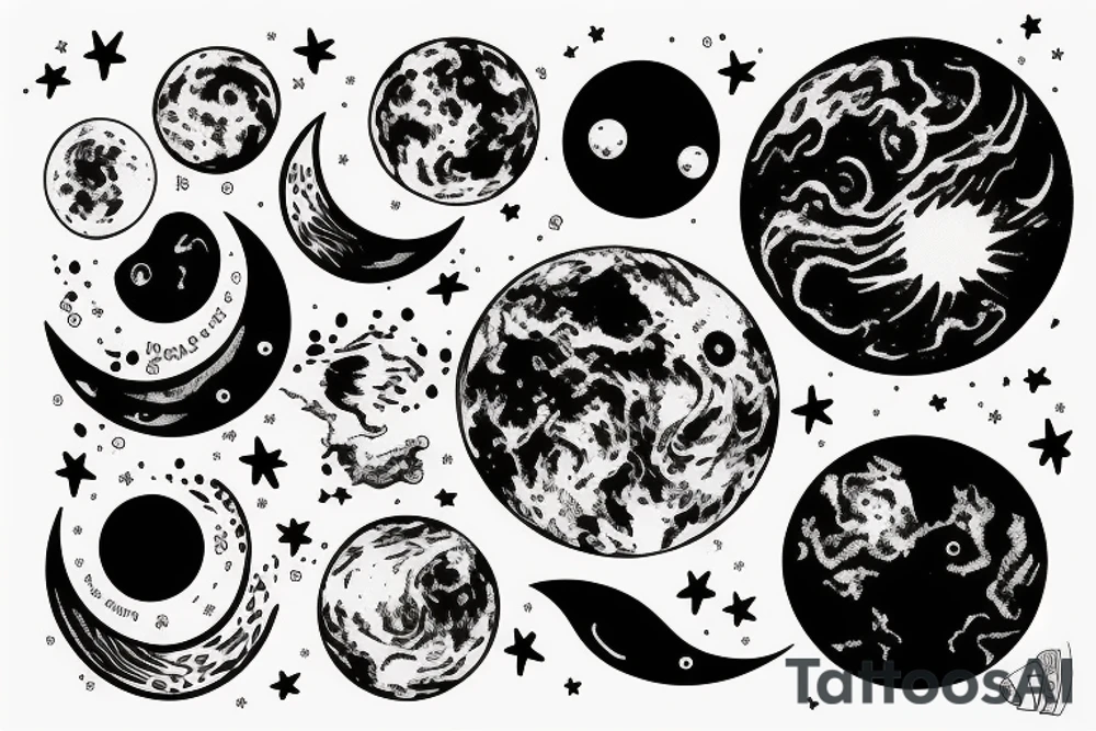 One Planet Earth with one moon in the foreground tattoo idea