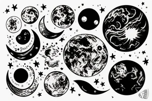 One Planet Earth with one moon in the foreground tattoo idea