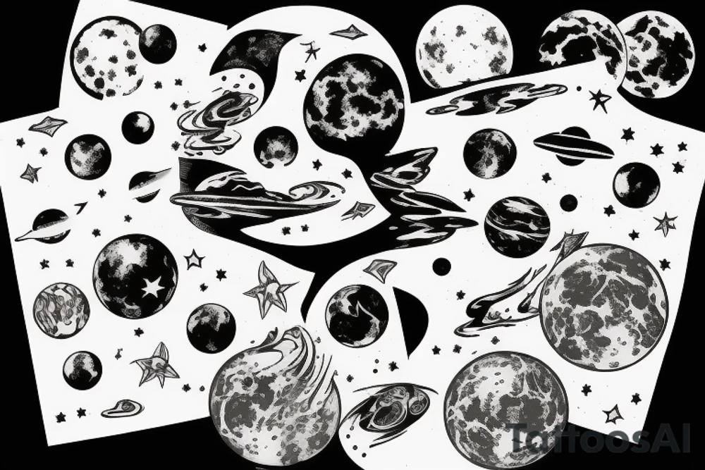 One Planet Earth with one moon in the foreground tattoo idea