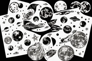 One Planet Earth with one moon in the foreground tattoo idea