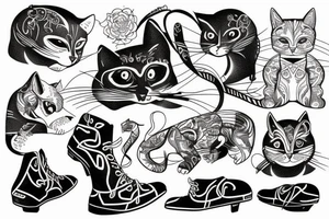 Gato siames andando en patineta tattoo idea