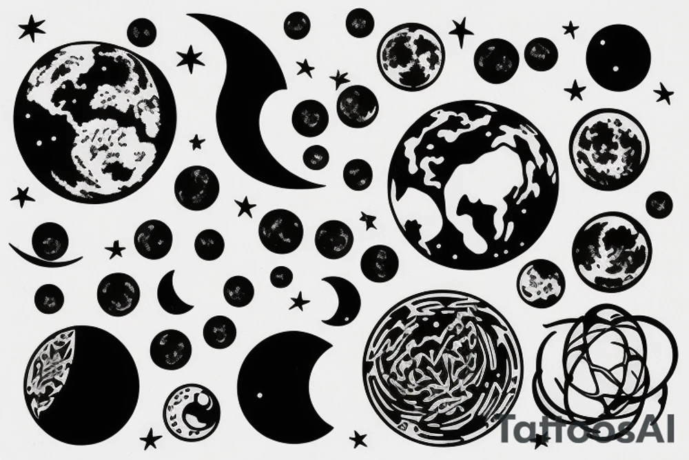 One Planet Earth with one moon in the foreground tattoo idea