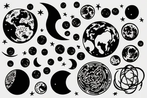 One Planet Earth with one moon in the foreground tattoo idea