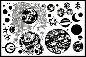 One Planet Earth with one moon in the foreground tattoo idea