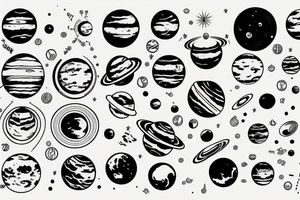 Solar system planets in a vertical line tattoo idea