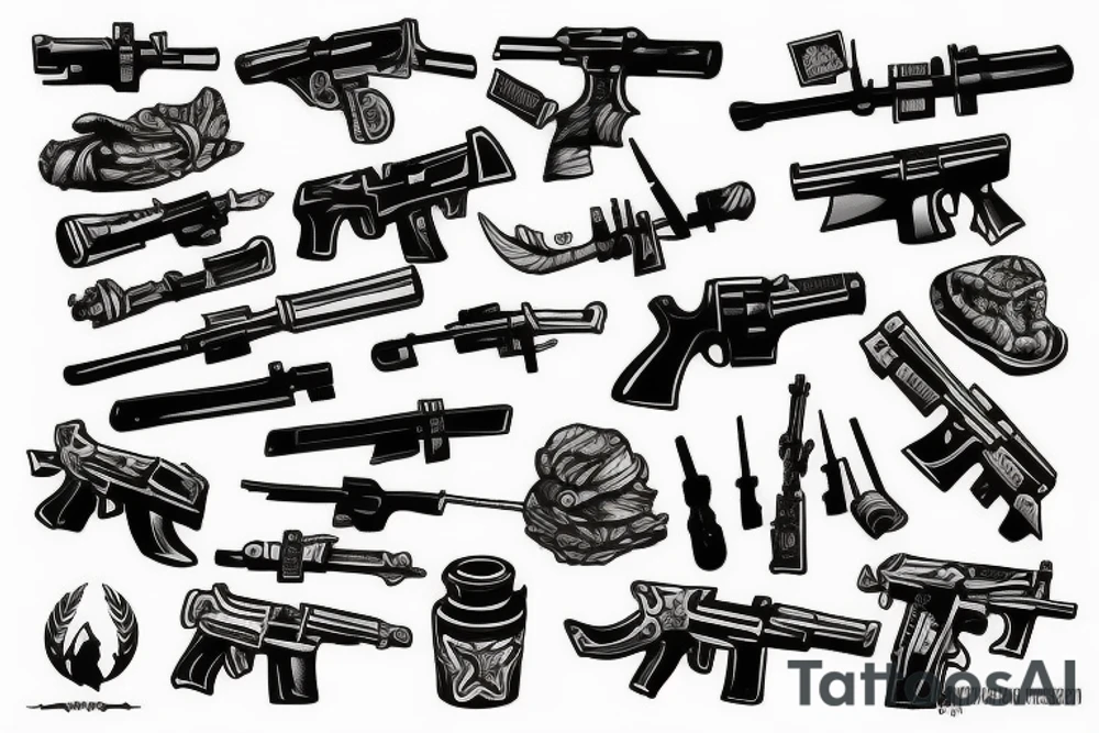 War guns tattoo idea
