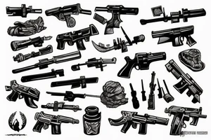 War guns tattoo idea