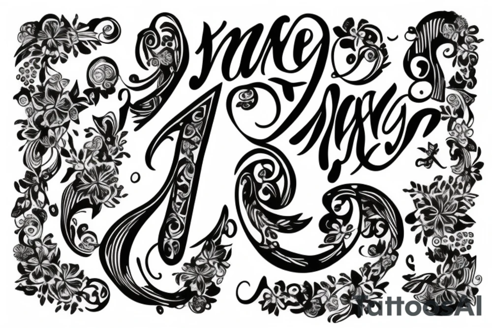 The name VIA in a symmetric way tattoo idea