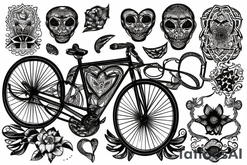 bicicleta fuego calabera tattoo idea