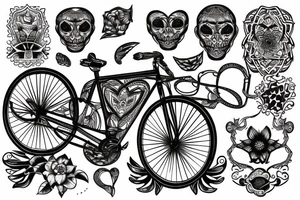 bicicleta fuego calabera tattoo idea