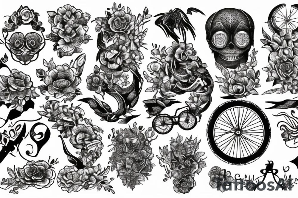 bicicleta fuego calabera tattoo idea