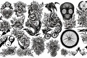 bicicleta fuego calabera tattoo idea