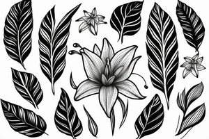 lily, leaves, flower tattoo idea
