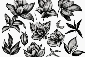 lily, leaves, flower tattoo idea