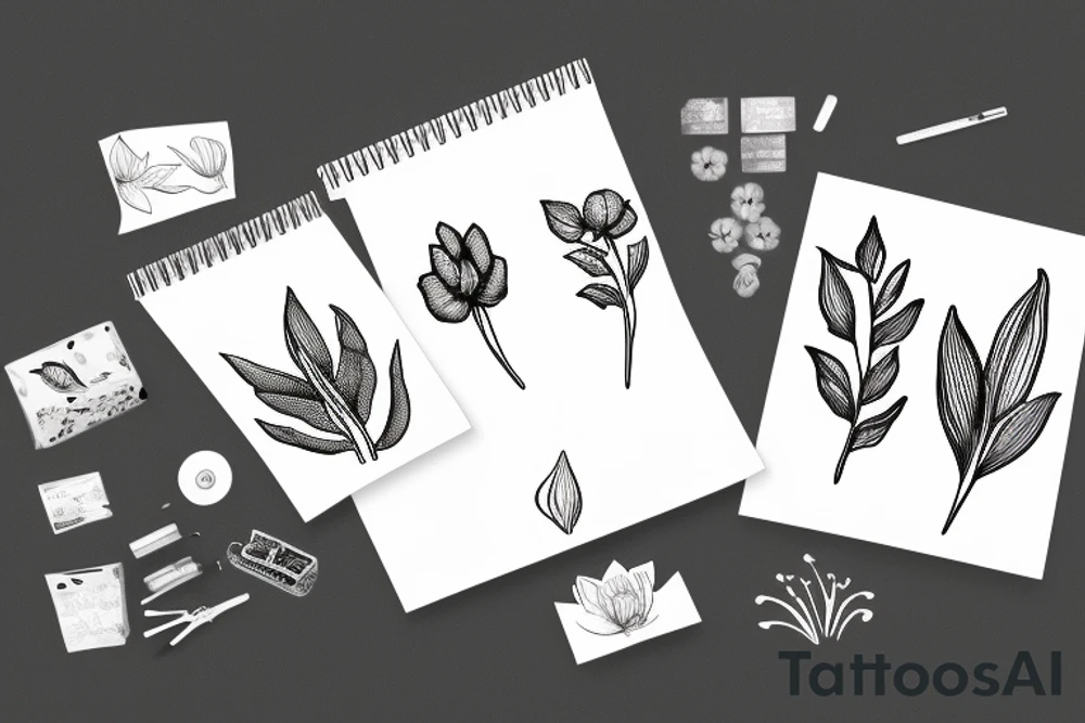 lily, leaves, flower tattoo idea