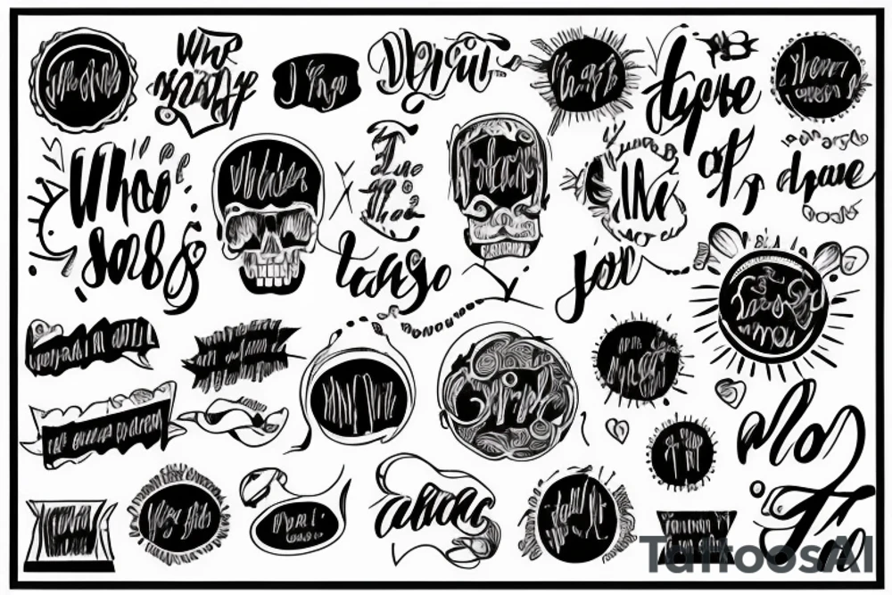 the phrase what to say, written under each other 4 times and each time more dimly tattoo idea