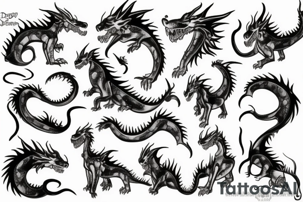 dog dragon tattoo idea