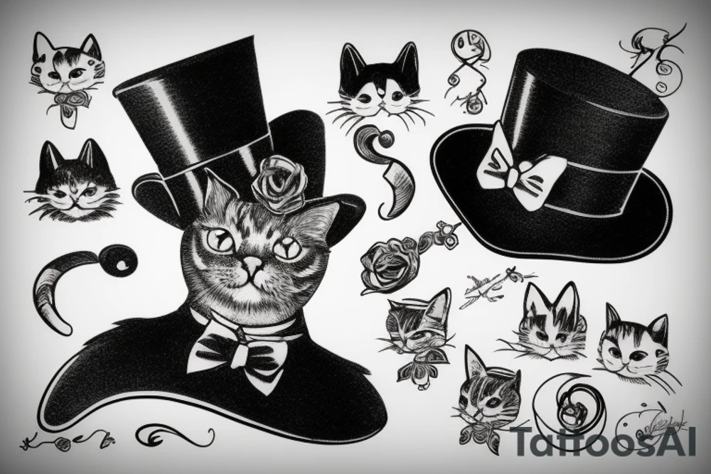 cat in a top hat tattoo idea