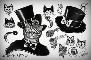 cat in a top hat tattoo idea