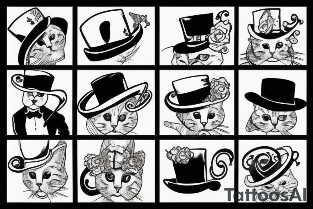 cat in a top hat tattoo idea