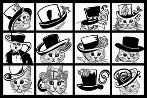 cat in a top hat tattoo idea