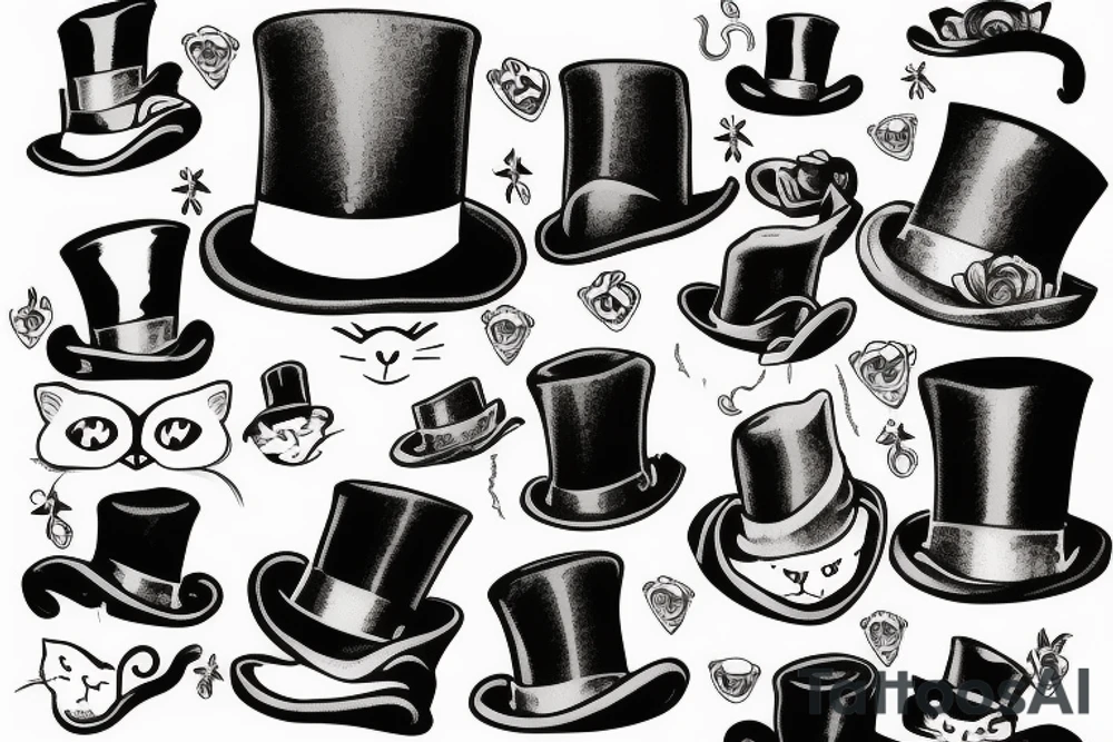 cat in a top hat tattoo idea