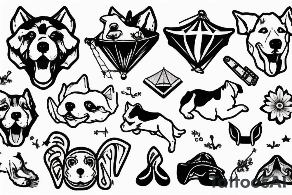 white dog in a tent tattoo idea