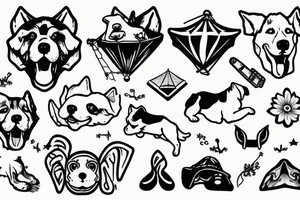 white dog in a tent tattoo idea