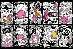cat on an island with a giraffe tattoo idea