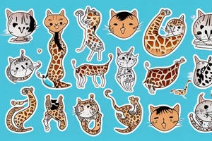 cat on an island with a giraffe tattoo idea