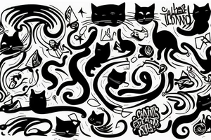 cat on an Island white a Graff tattoo idea