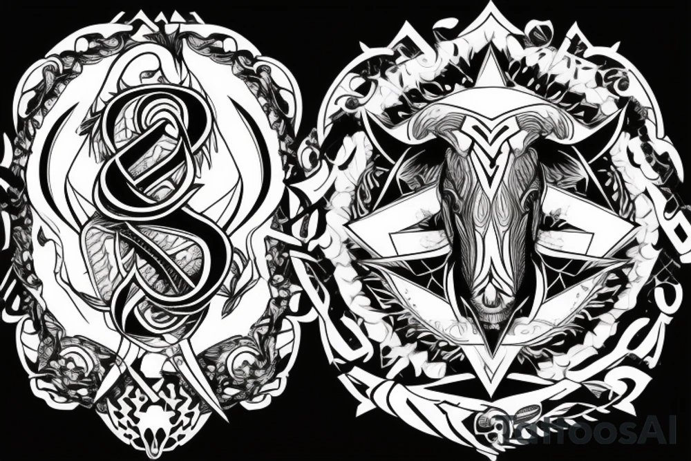 Alpha und Omega in Black and white style for the chest tattoo idea