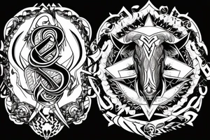 Alpha und Omega in Black and white style for the chest tattoo idea