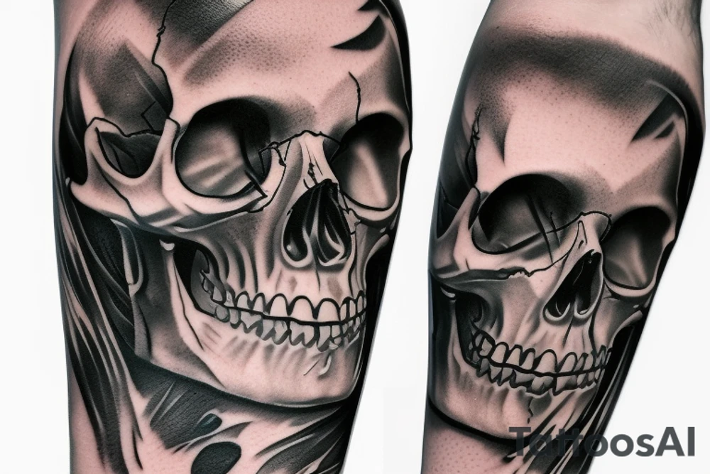 full arm sleeve tattoo skull tattoo idea