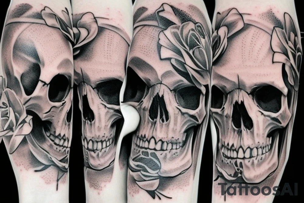 full arm sleeve tattoo skull tattoo idea