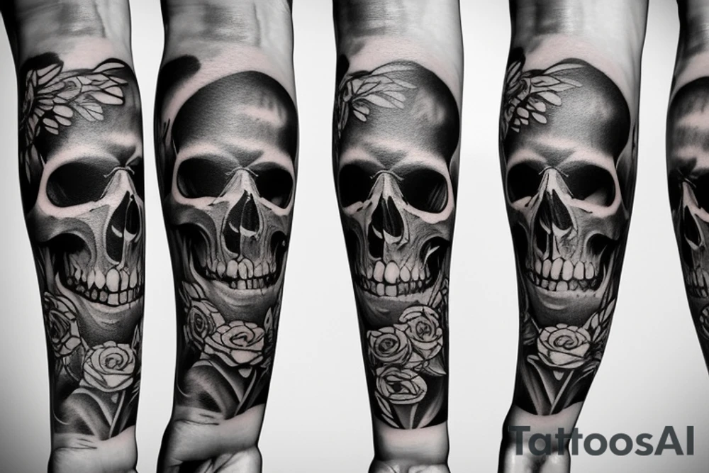 full arm sleeve tattoo skull tattoo idea