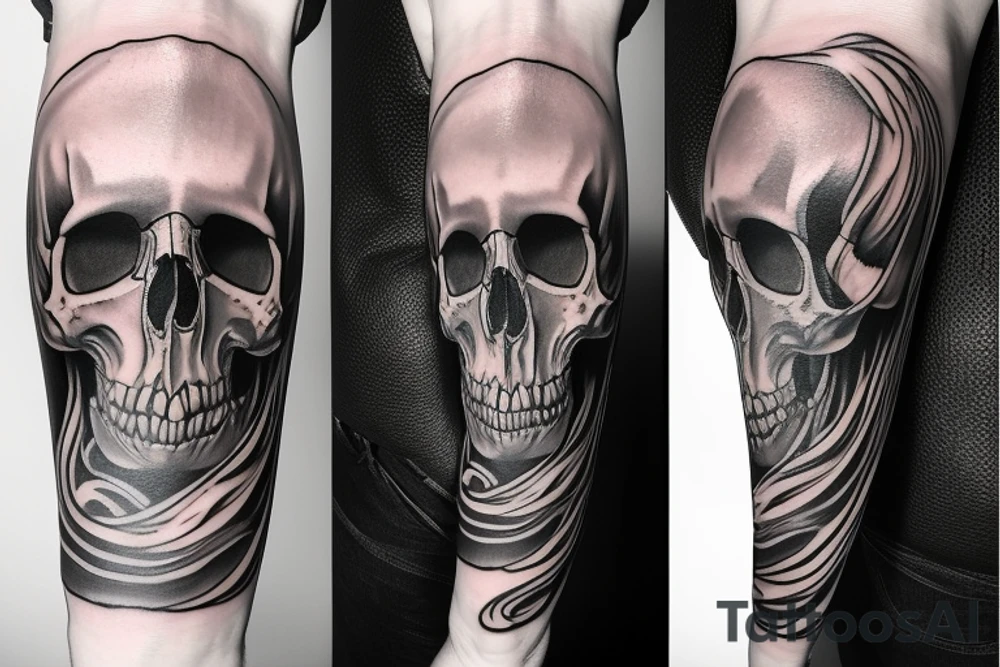 full arm sleeve tattoo skull tattoo idea