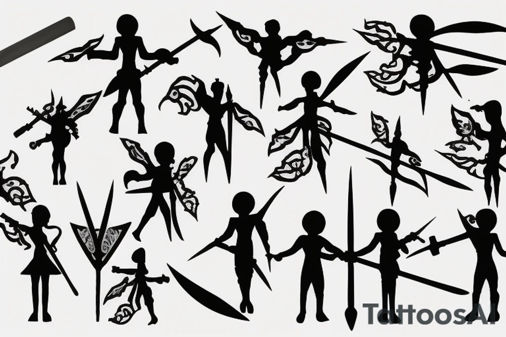 Stick figure holding a sword tattoo idea