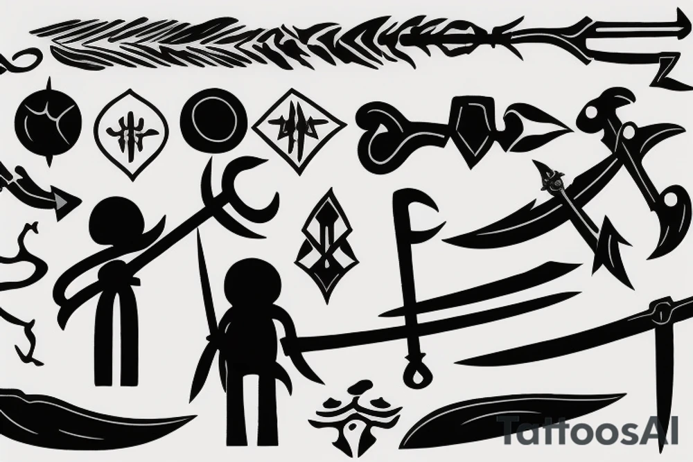Stick figure holding a sword tattoo idea