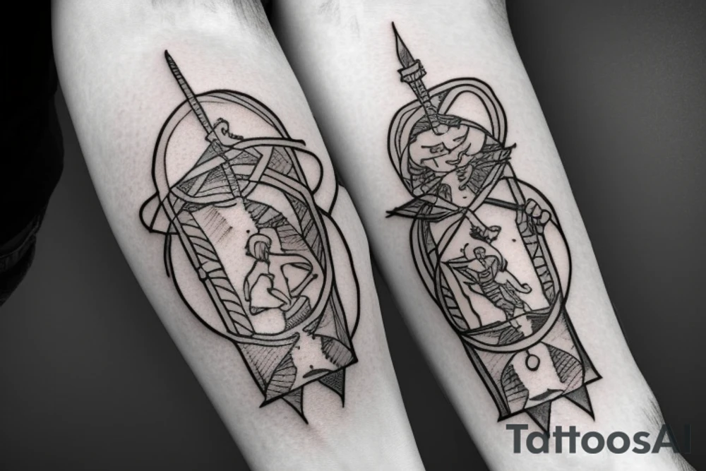 Stick figure holding a sword tattoo idea